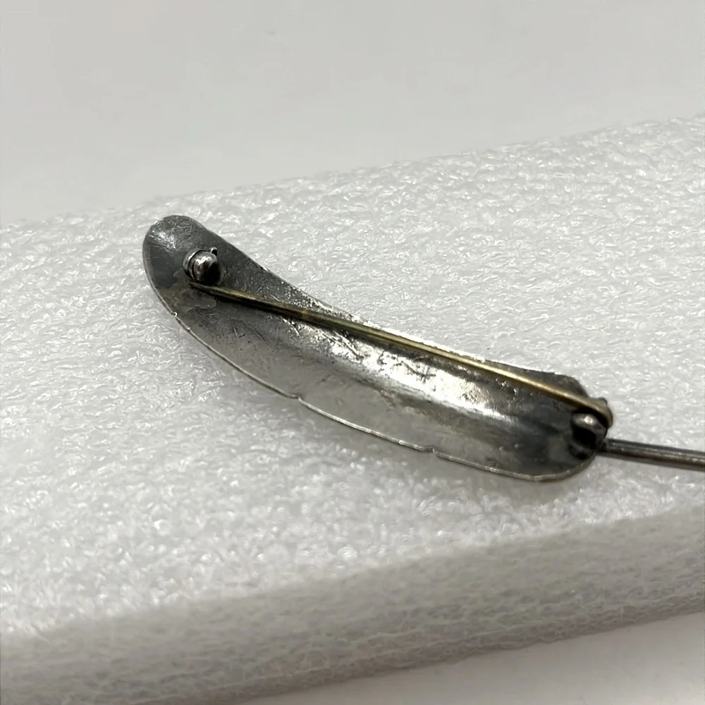 Sterling Silver Feather Brooch Intricate  Brooch with Vintage Artisanal Design